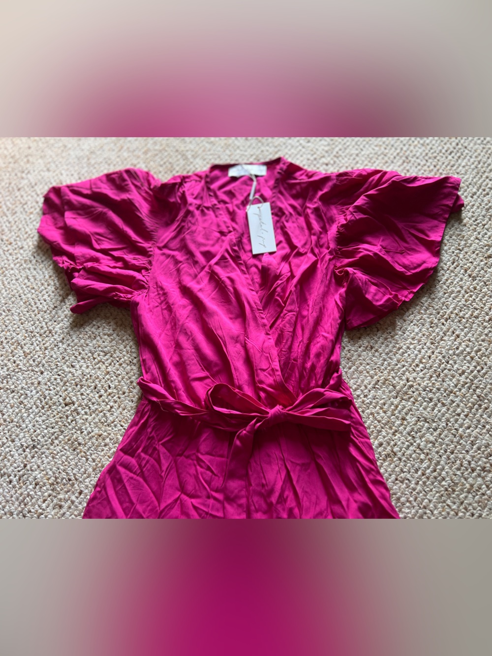 NWT Petal & Pup Small Pink Wrap Maxi Dress with Tie Waist - Picture 3 of 7